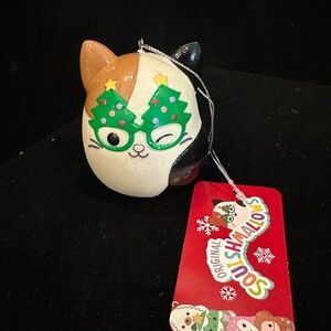 Squishmallow Cam the Cat Festive Ornament - Brown, Black, White